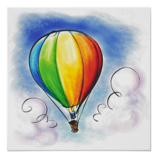 540x540 Colourful Hot Air Balloon Paint Poster - Hot Air Balloon Painting
