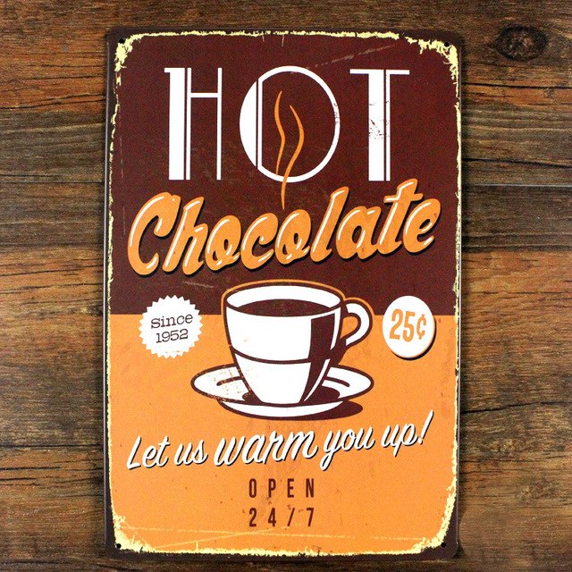 640x640 Vintage Metal Painting Hot Chocolate Coffee Poster Crafts Retro - Hot Chocolate Painting