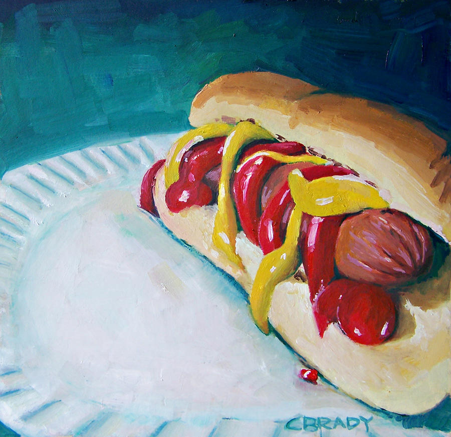 900x874 Hot Dog Painting By Chelsie Brady - Hot Dog Painting