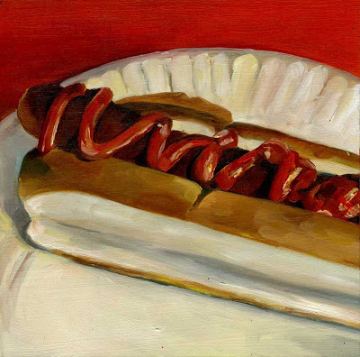 400x396 Alyssa's Painting A Day July 2008 - Hot Dog Painting