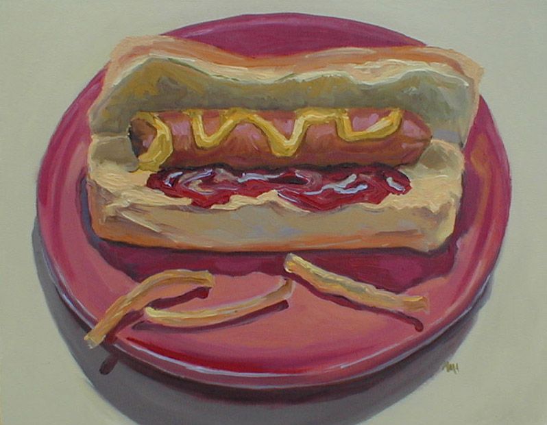 798x620 Hot Dog By Mollie Moore Armstrong Drawing Inspiration - Hot Dog Painting