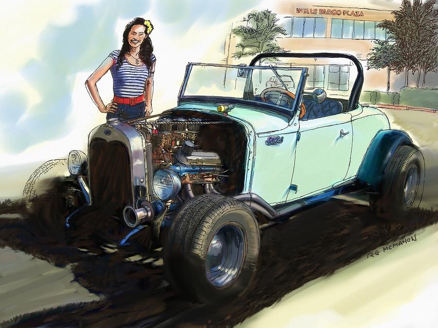 900x675 Hot Rod Ford Painting By Rg Mcmahon - Hot Rod Painting