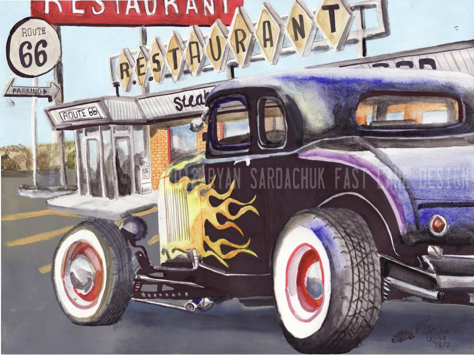 960x720 1932 Ford Hot Rod In Santa Rosa, New Mexico By - Hot Rod Painting