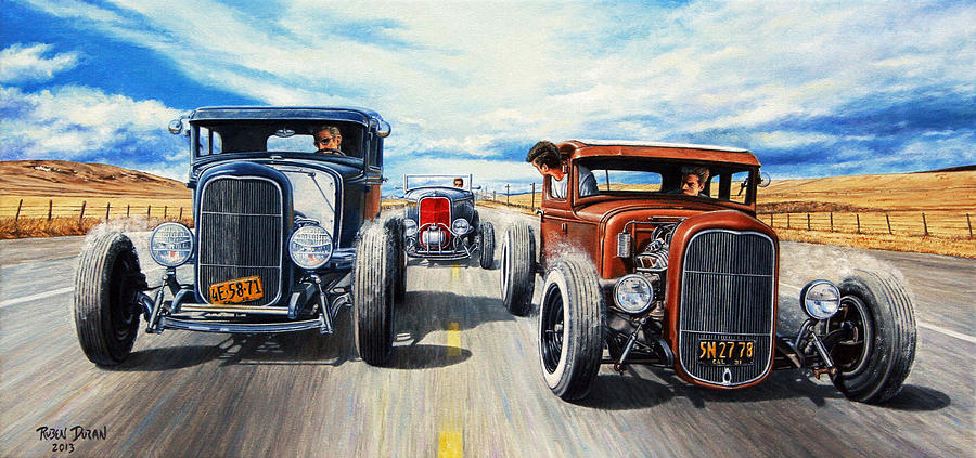 900x423 Riff Raff Race 3 Painting By Ruben Duran - Hot Rod Painting