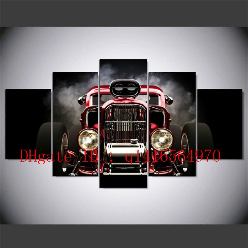 850x850 2018 Hot Rod Front View With Smoke Burnout,canvas Prints Wall Art - Hot Rod Painting