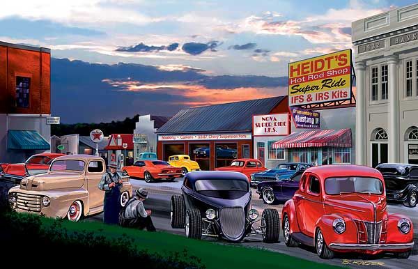 600x386 Automotive Art Gallery Paintings Of Cars By Bruce Kaiser - Hot Rod Painting