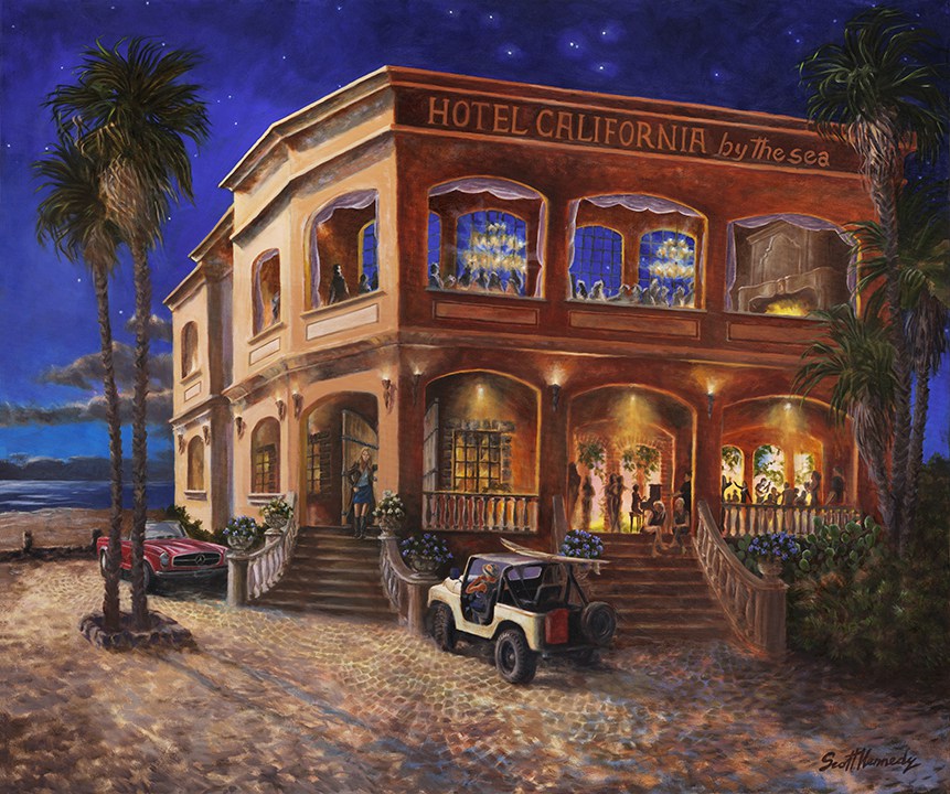 861x720 Hotel California By The Sea Art By Scott Kennedy - Hotel California Painting