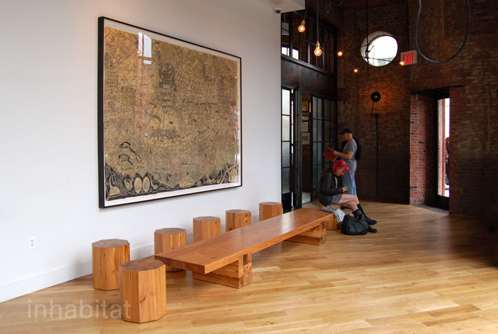 728x489 Wythe Hotel Lobby Benches And Art Inhabitat Green Design - Hotel Lobby Painting