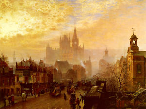 300x225 London Sunset Pentonville Road St Pancras Hotel Painting By John O - Hotel Painting
