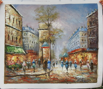 350x302 Hotel Decorative Wall Art Paris Street Art Canvas Oil Paintings - Hotel Painting