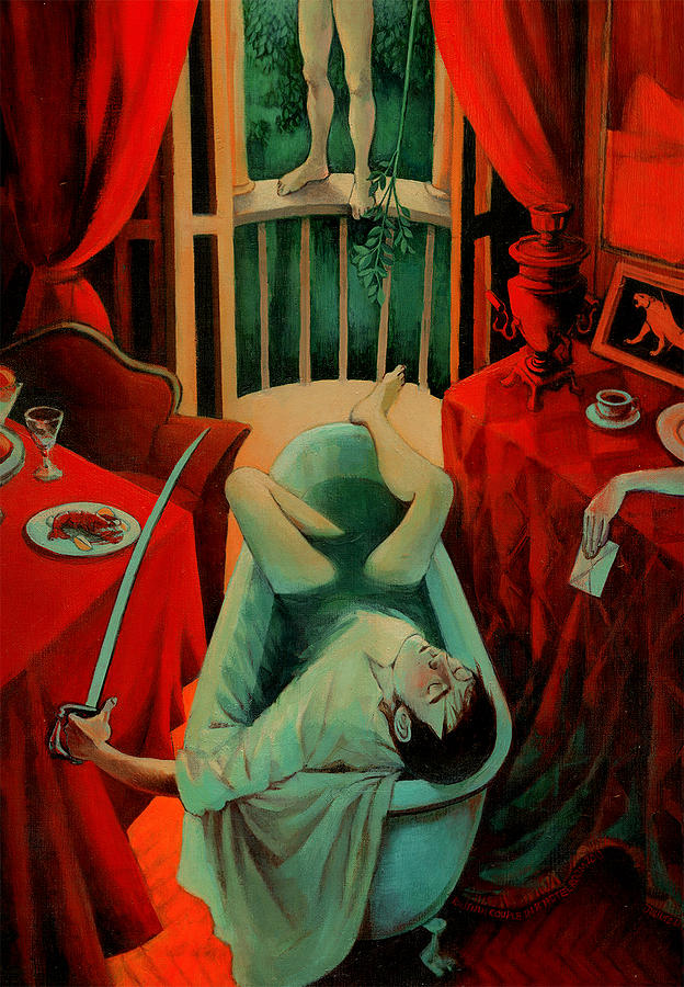 624x900 Russian Couple In A Hotel Room 2013 Painting By Juliusz Lewandowski - Hotel Room Painting