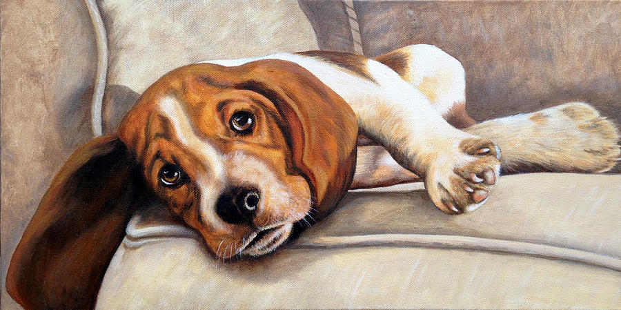 900x449 Hound Dog Painting By Glenda Stevens - Hound Dog Painting