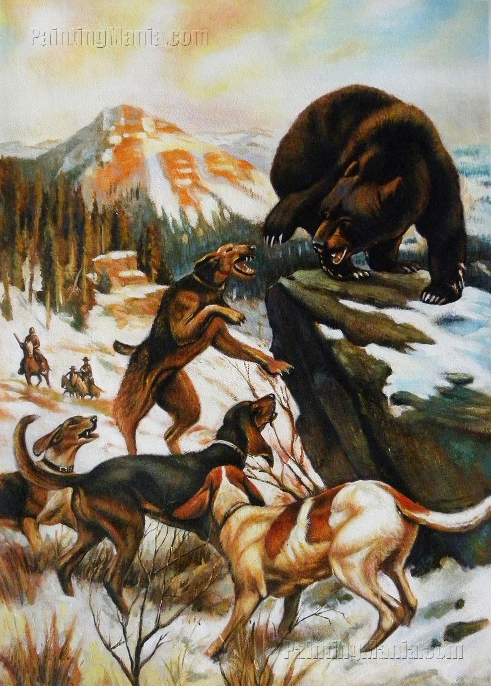 989x1380 Hounds, Dogs, Bear Scene - Hound Dog Painting