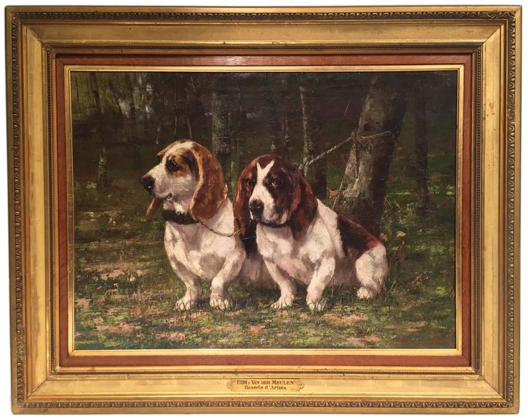 768x609 Edmond Van Der Meulen - Hound Painting