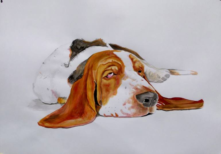 770x535 Saatchi Art Basset Hound Painting By Soso Kumsiashvili - Hound Painting