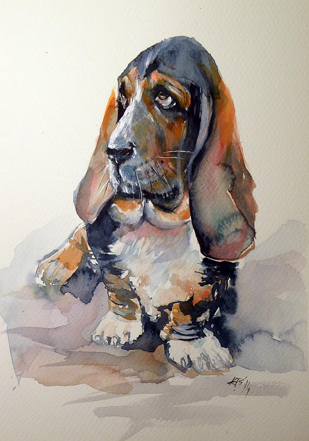 631x900 Basset Hound Painting By Kovacs Anna Brigitta - Hound Painting