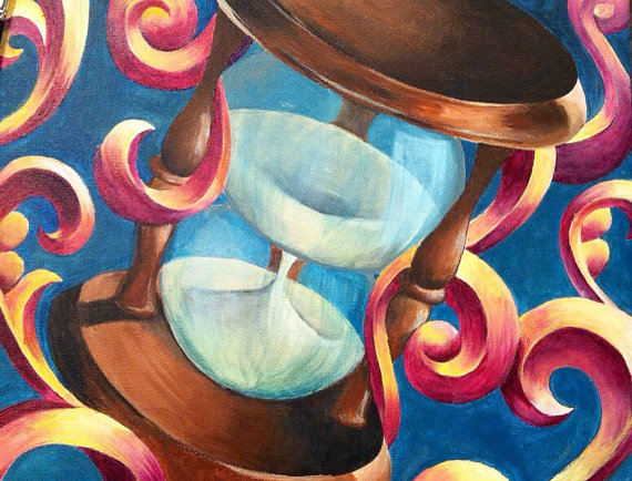 570x434 Hand Painted Abstract Hourglass Print Trippy Acrylic Painting - Hourglass Painting