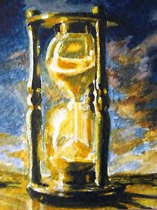 225x300 Painting Sand Hourglass Sandglass Glass Time Aceo Art Ebay - Hourglass Painting