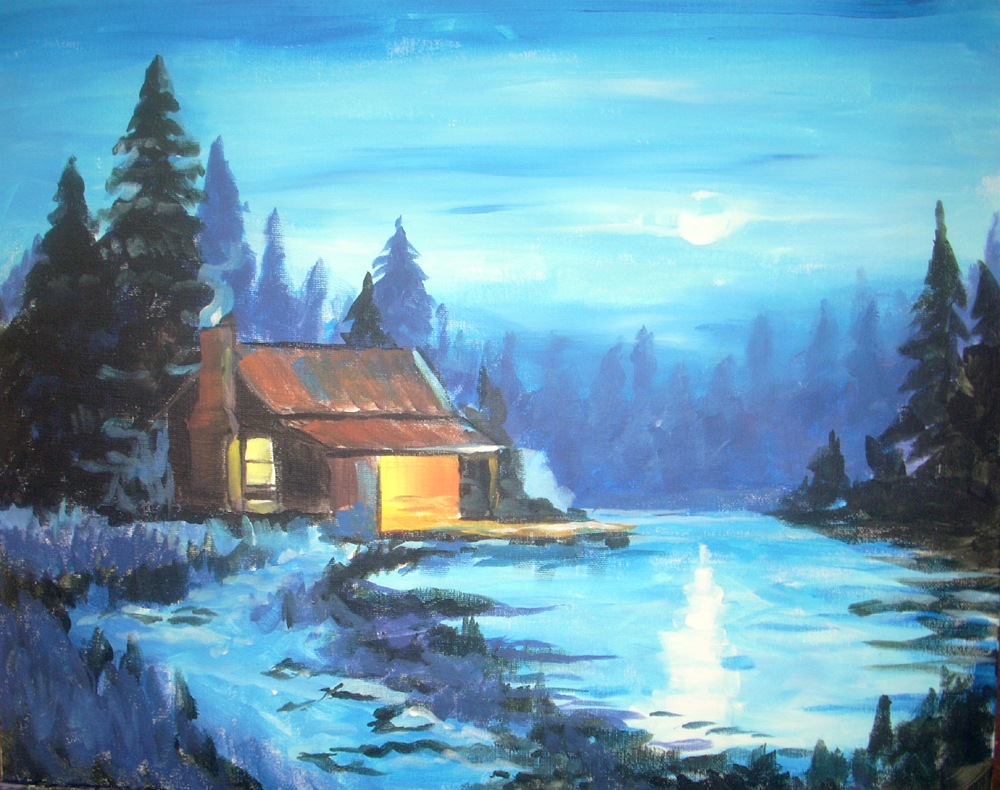 house-in-the-woods-painting-at-paintingvalley-explore-collection