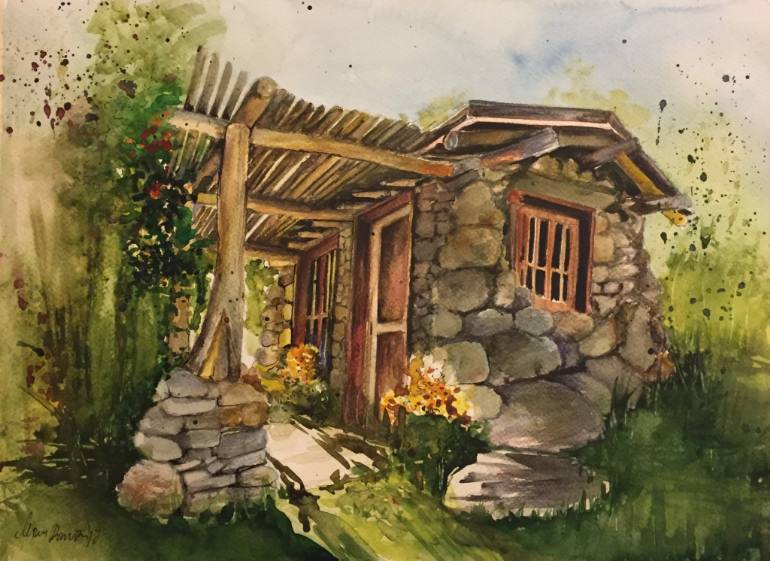 770x561 Saatchi Art House In The Woods Painting By Mimi Dimova - House In The Woods Painting