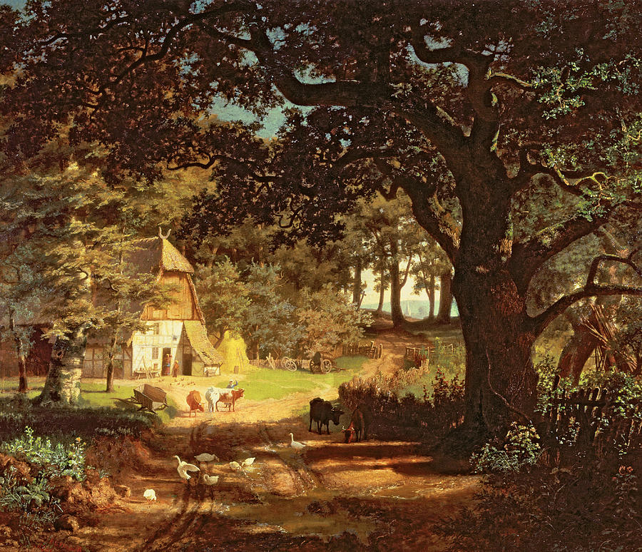 900x774 The House In The Woods Painting By Albert Bierstadt - House In The Woods Painting