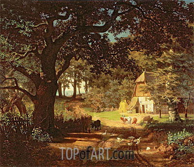 400x344 The House In The Woods Bierstadt Painting Reproduction 12129 - House In The Woods Painting