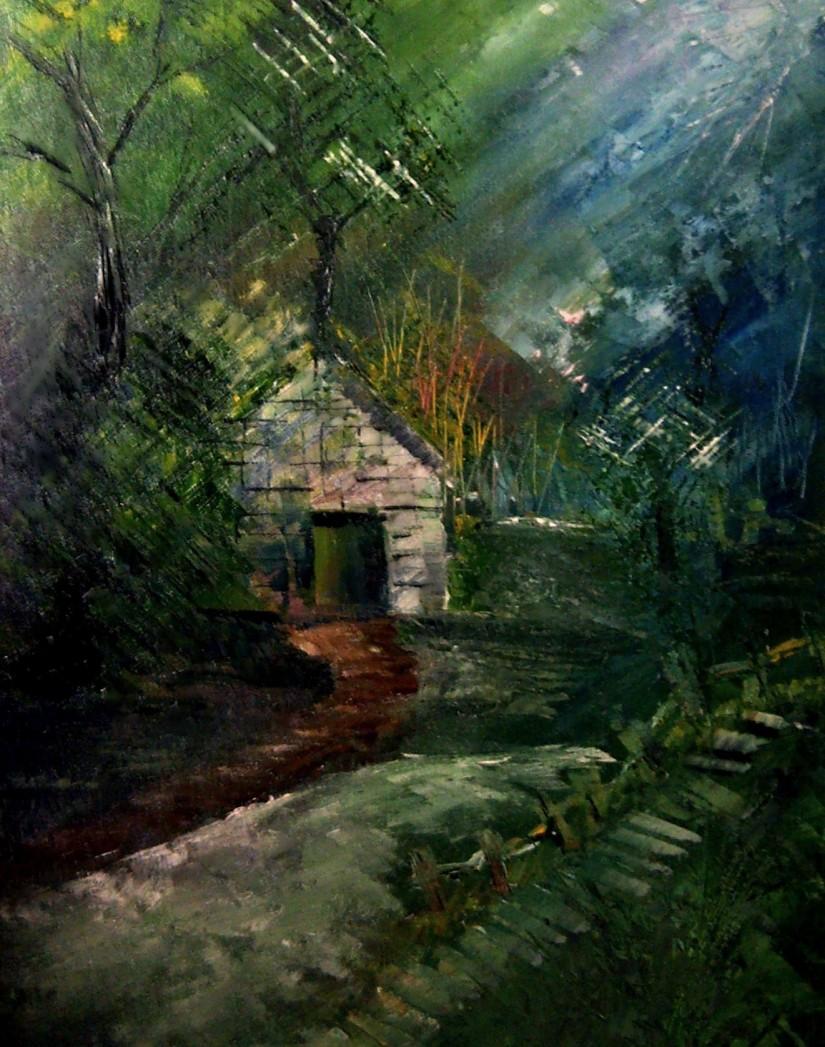 825x1047 A House In Woods Touchtalent - House In The Woods Painting