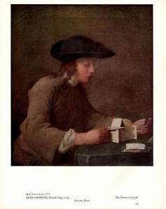 238x300 Jean Chardin The House Of Cards Painting Vtg Bookplate Art - House Of Cards Painting