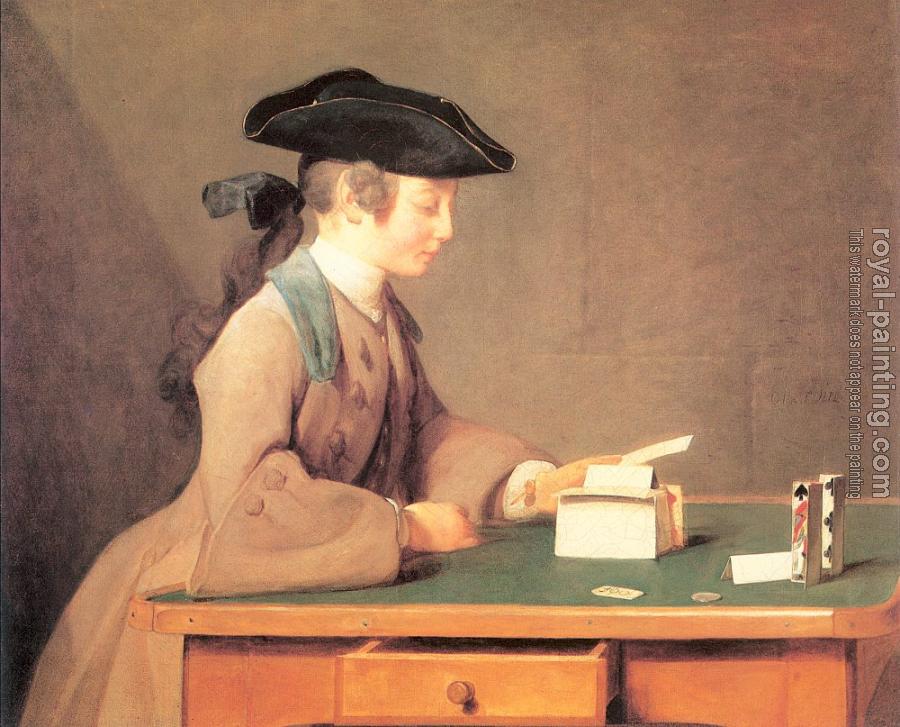 900x727 The House Of Cards By Jean Baptiste Simeon Chardin Oil Painting - House Of Cards Painting