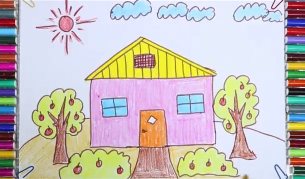 1024x600 Drawings Painting Kids How To Draw And Paint A House - House Painting For Kids