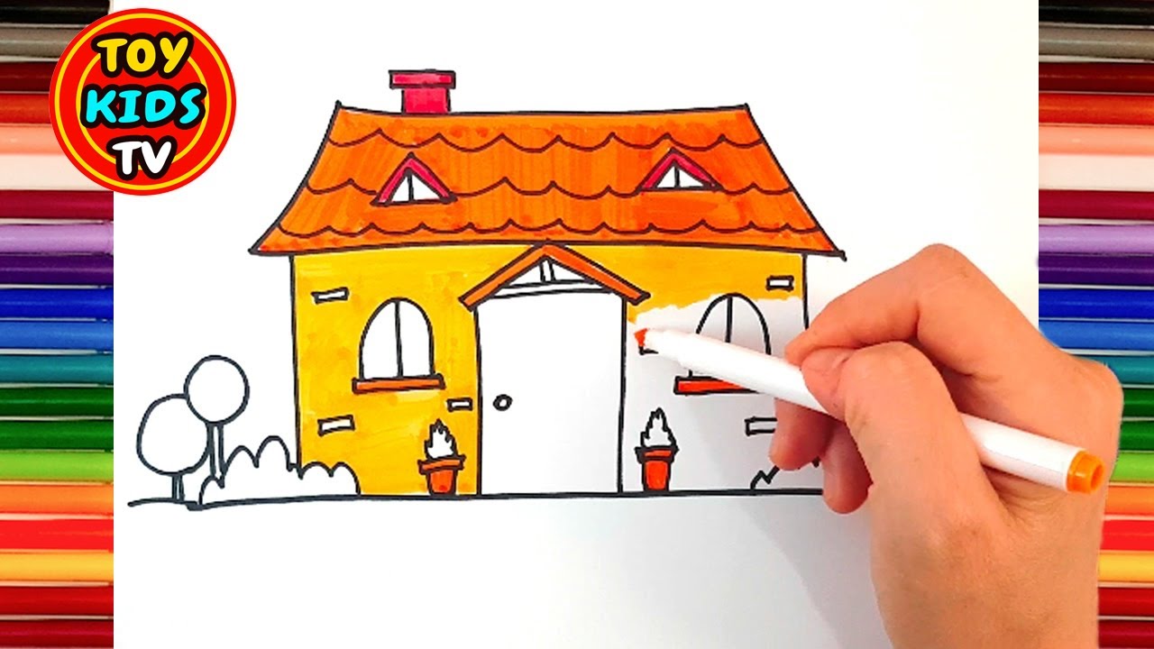 1280x720 How To Draw A House Learn Color Painting For Kids - House Painting For Kids