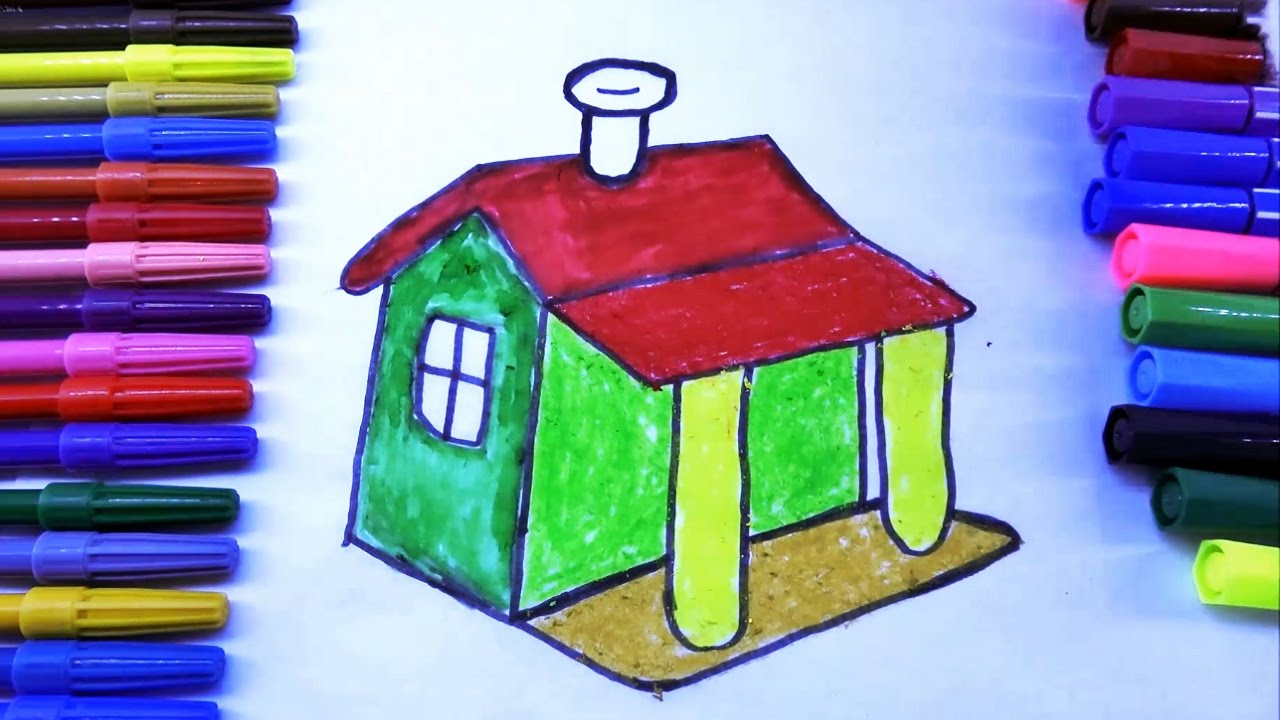1280x720 Coloring Page For Children A Colorful House Painting Game! Kids - House Painting For Kids
