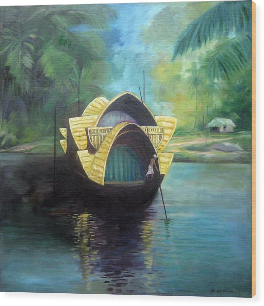 533x618 Houseboat Painting By Sreedharan Nair - Houseboat Painting