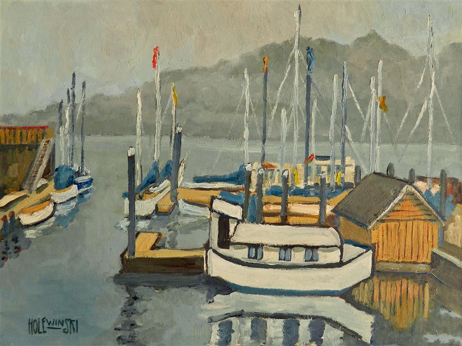 900x674 Houseboat By Robert Holewinski - Houseboat Painting