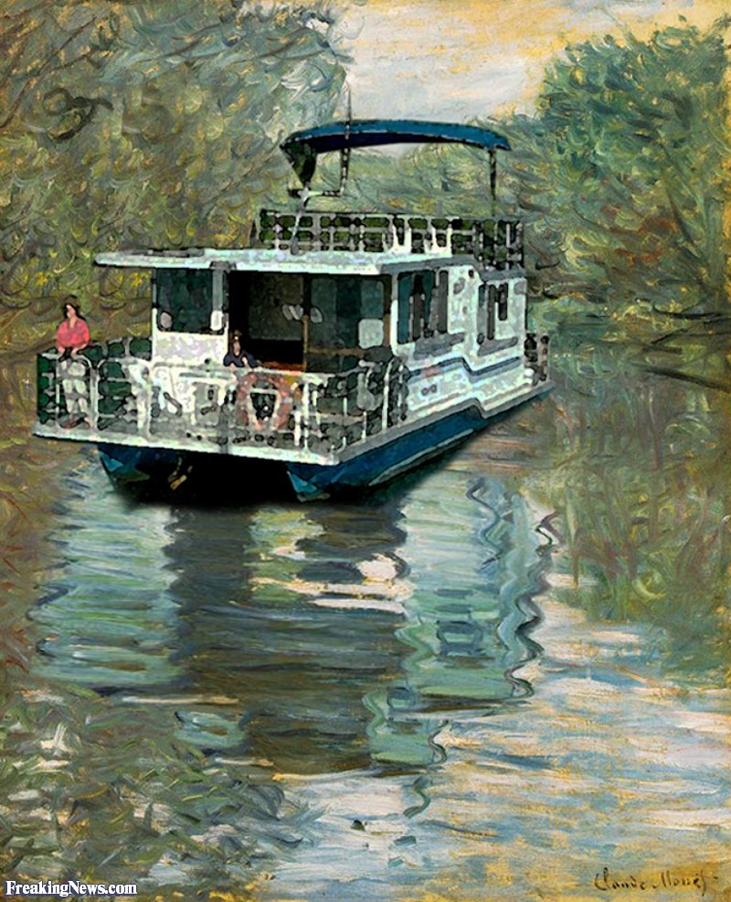 800x987 Monet Paintings Pictures - Houseboat Painting