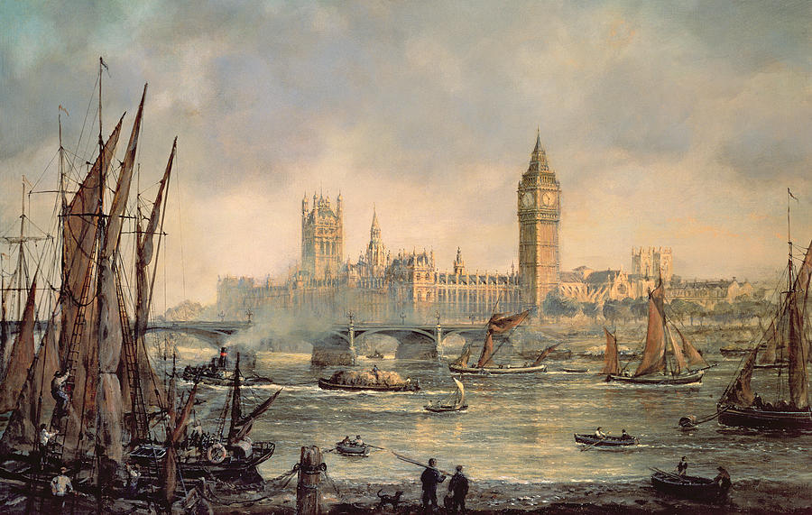 900x571 The Houses Of Parliament And Westminster Bridge Painting By - Houses Of Parliament Painting