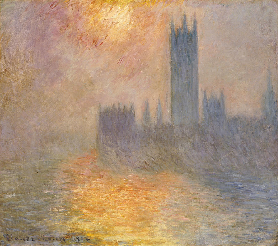 900x794 The Houses Of Parliament At Sunset Painting By Claude Monet - Houses Of Parliament Painting