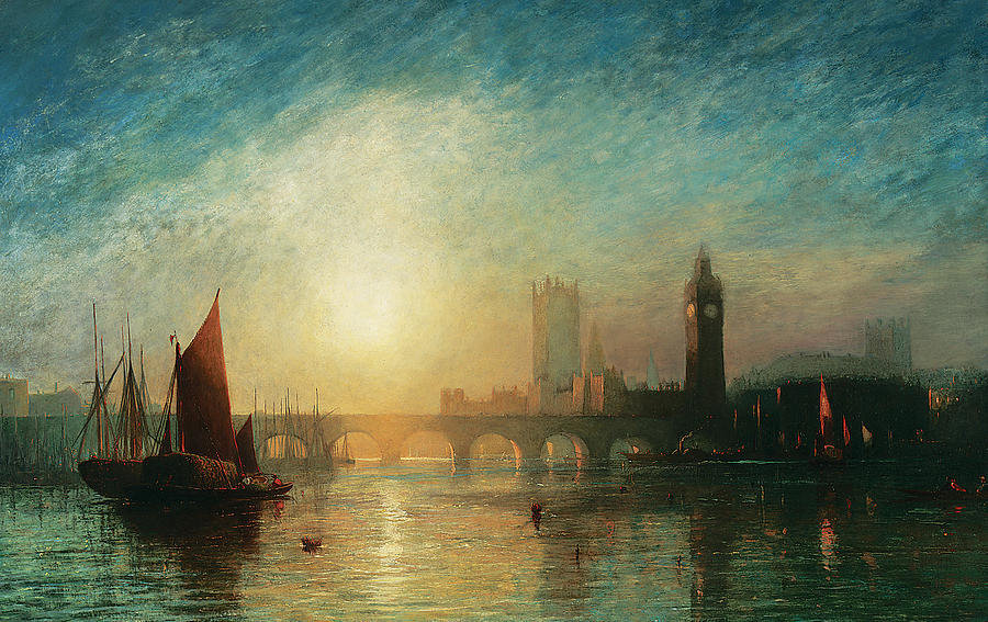 900x567 View Of Westminster Bridge And The Houses Of Parliament Painting - Houses Of Parliament Painting
