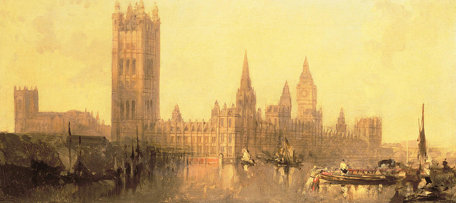 900x401 Westminster Houses Of Parliament Painting By David Roberts - Houses Of Parliament Painting