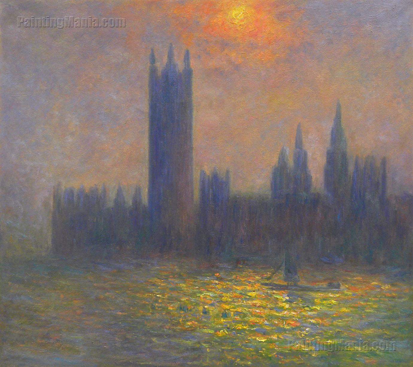 1380x1229 Houses Of Parliament, Effect Of Sunlight In The Fog - Houses Of Parliament Painting