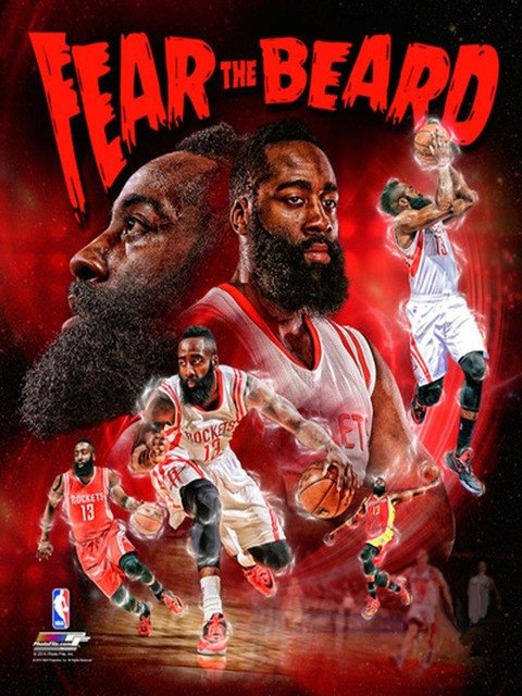 480x640 F3787 12x16 James Harden Houston Rockets Fear The Beard Poster - Houston Rockets Painting