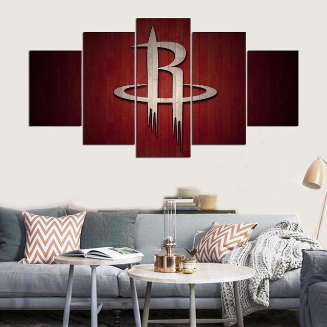 640x640 Hd Print 5 Pcs Houston Rockets Picture Art Canvas Wall Art - Houston Rockets Painting