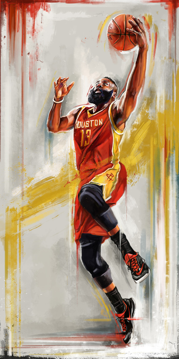 575x1150 James Harden - Houston Rockets Painting