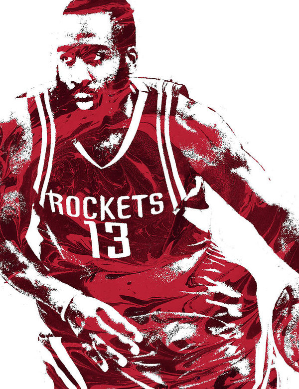 600x780 James Harden Houston Rockets Pixel Art 3 Art Print By Joe Hamilton - Houston Rockets Painting