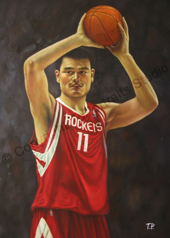 550x771 Yao Ming, Houston Rockets - Houston Rockets Painting