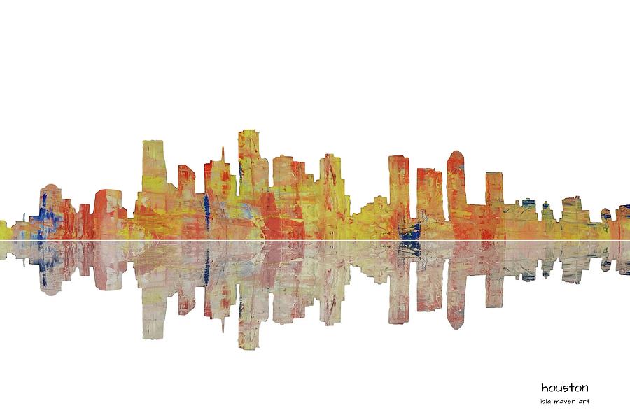 900x600 Houston Skyline Painting By Skyline Art - Houston Skyline Painting