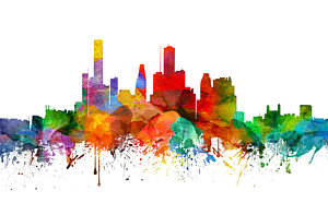 300x197 Houston Skyline Paintings Fine Art America - Houston Skyline Painting