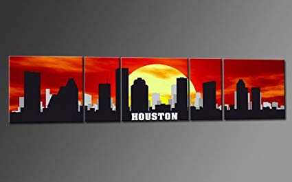 425x265 Xxl Wallart Usa Panorama City Skyline Houston Sunrise - Houston Skyline Painting
