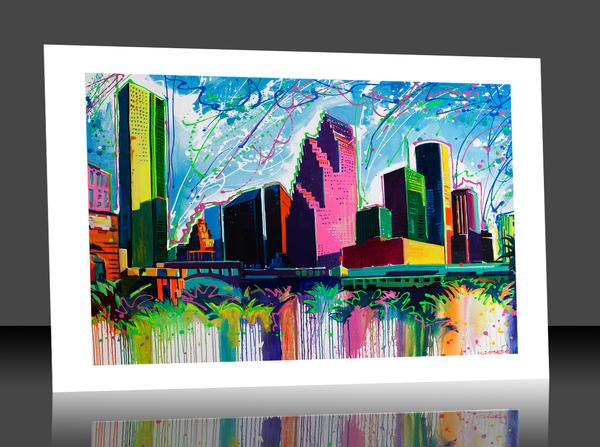 600x447 Houston Skyline Cjoseph Art - Houston Skyline Painting