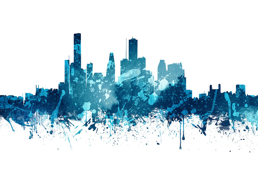 900x592 Houston Texas Skyline 19 Painting By Aged Pixel - Houston Skyline Painting